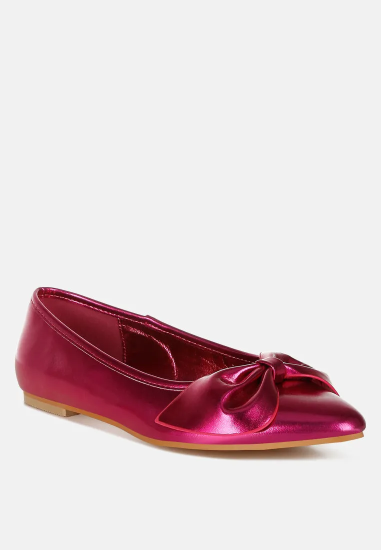 Metallic Pleather Bow Ballerinas by RUW