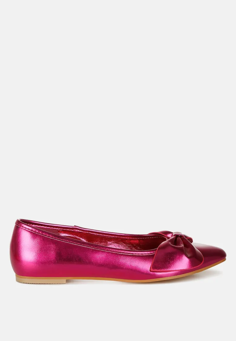 Metallic Pleather Bow Ballerinas by RUW