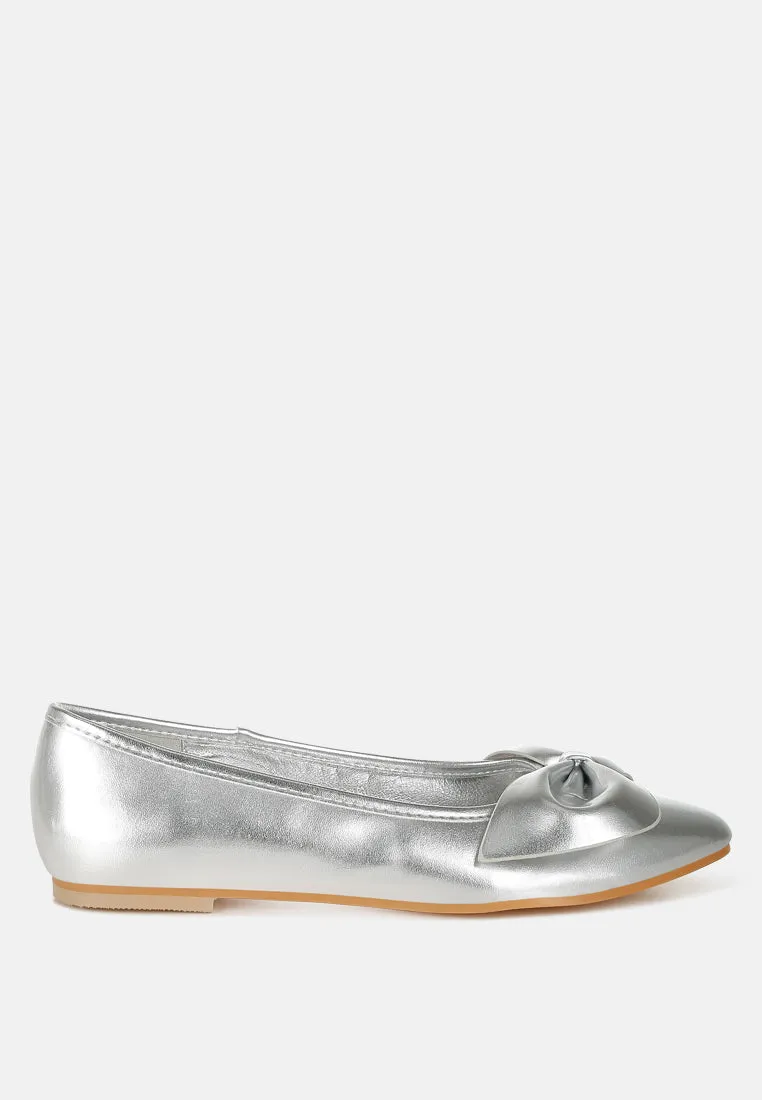 Metallic Pleather Bow Ballerinas by RUW