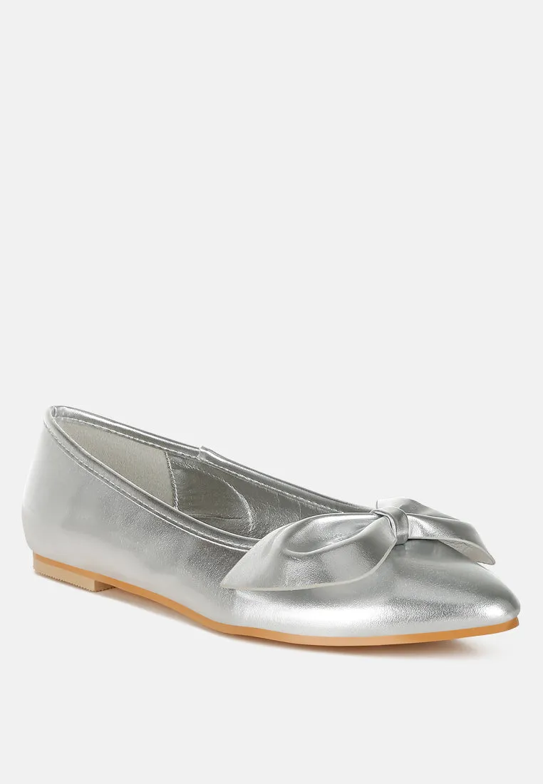 Metallic Pleather Bow Ballerinas by RUW