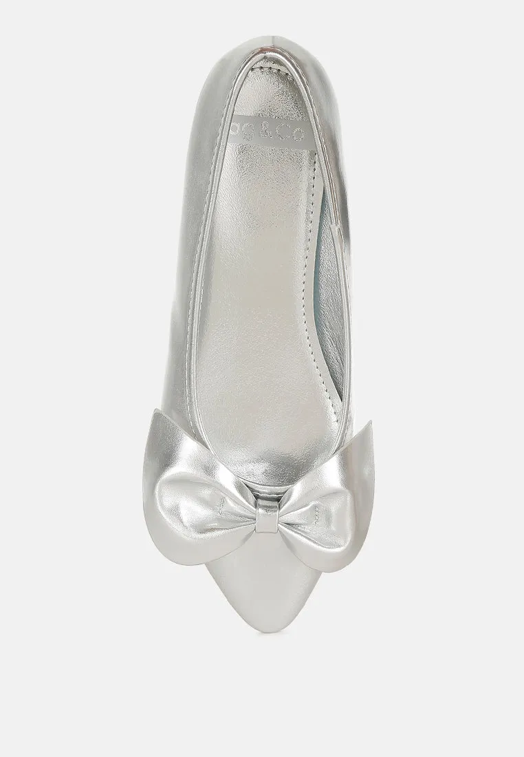 Metallic Pleather Bow Ballerinas by RUW