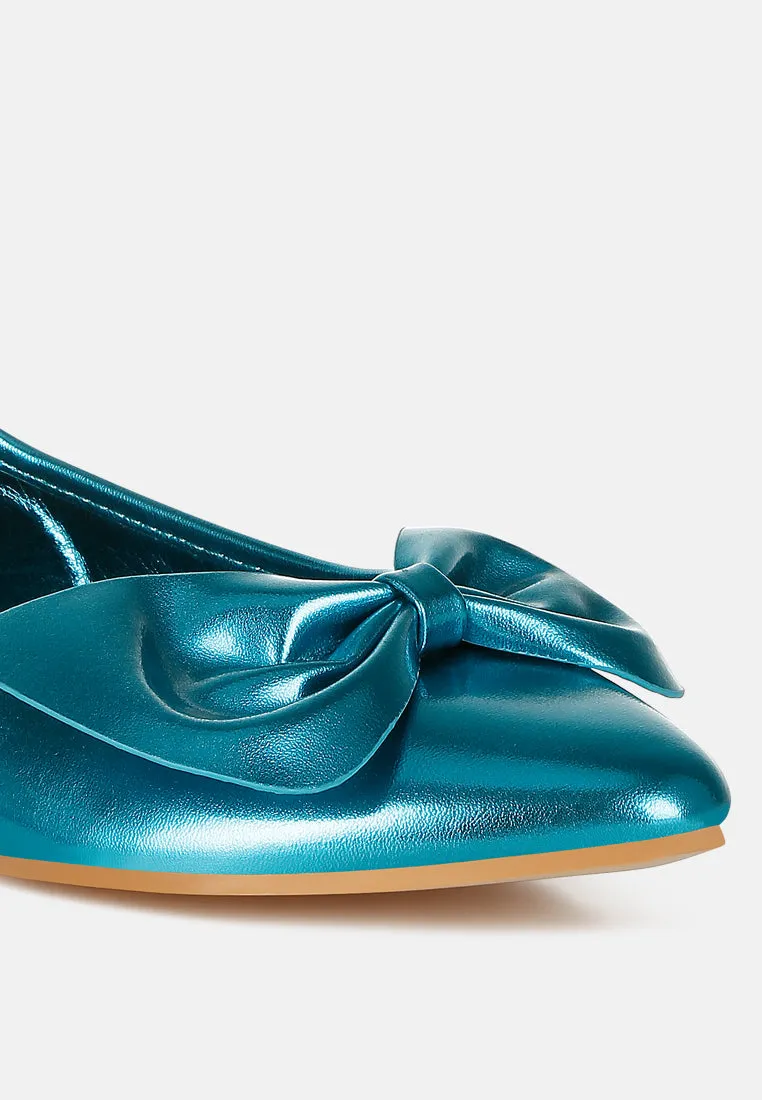 Metallic Pleather Bow Ballerinas by RUW