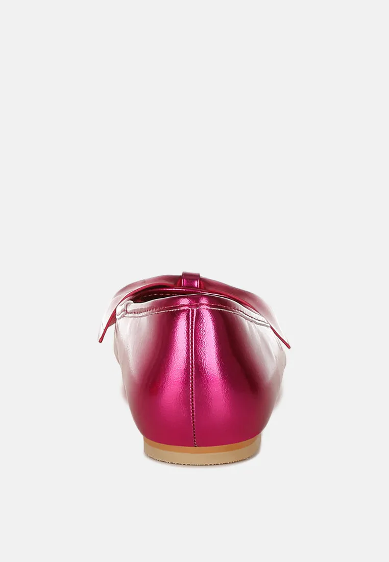 Metallic Pleather Bow Ballerinas by RUW