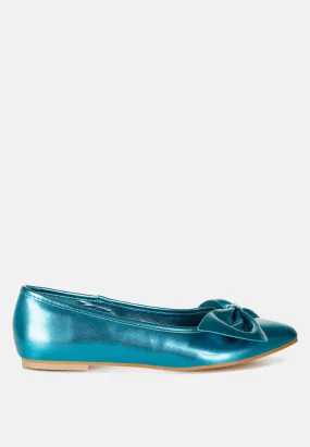 Metallic Pleather Bow Ballerinas by RUW