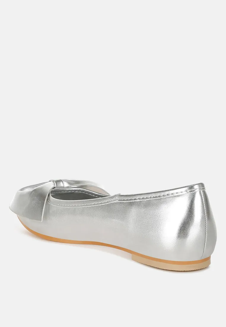 Metallic Pleather Bow Ballerinas by RUW