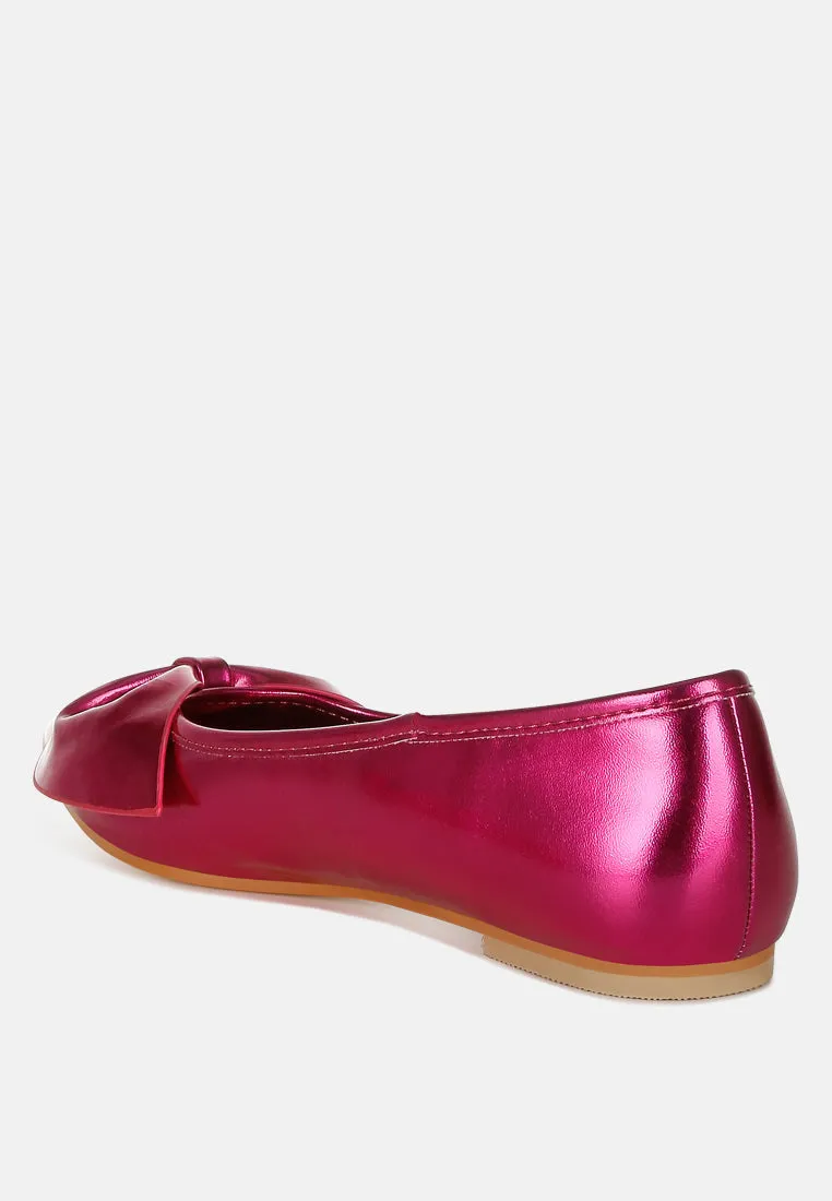 Metallic Pleather Bow Ballerinas by RUW