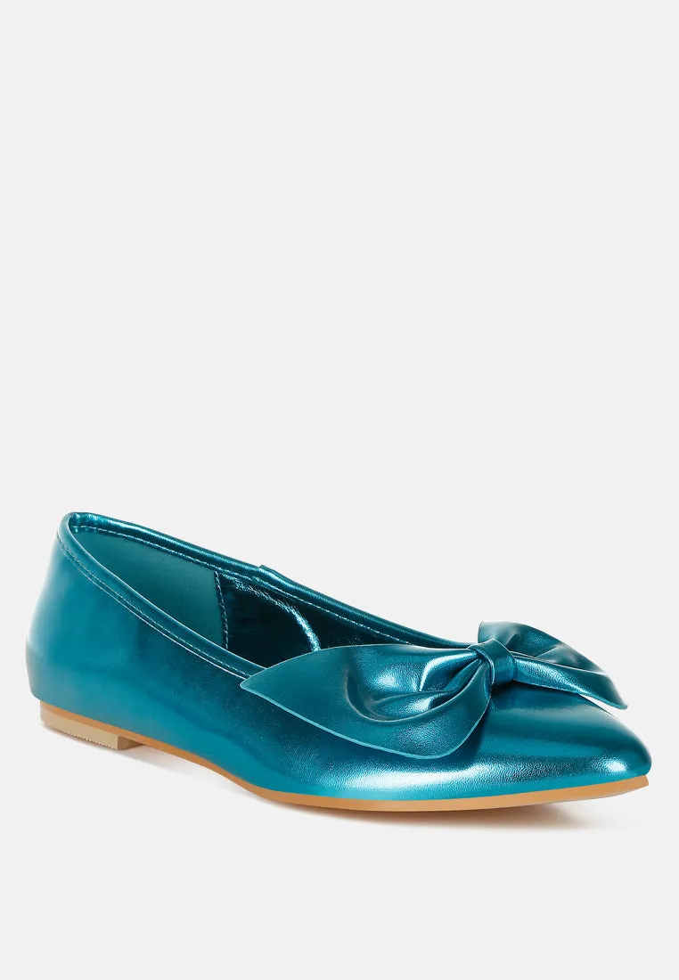 Metallic Pleather Bow Ballerinas by RUW