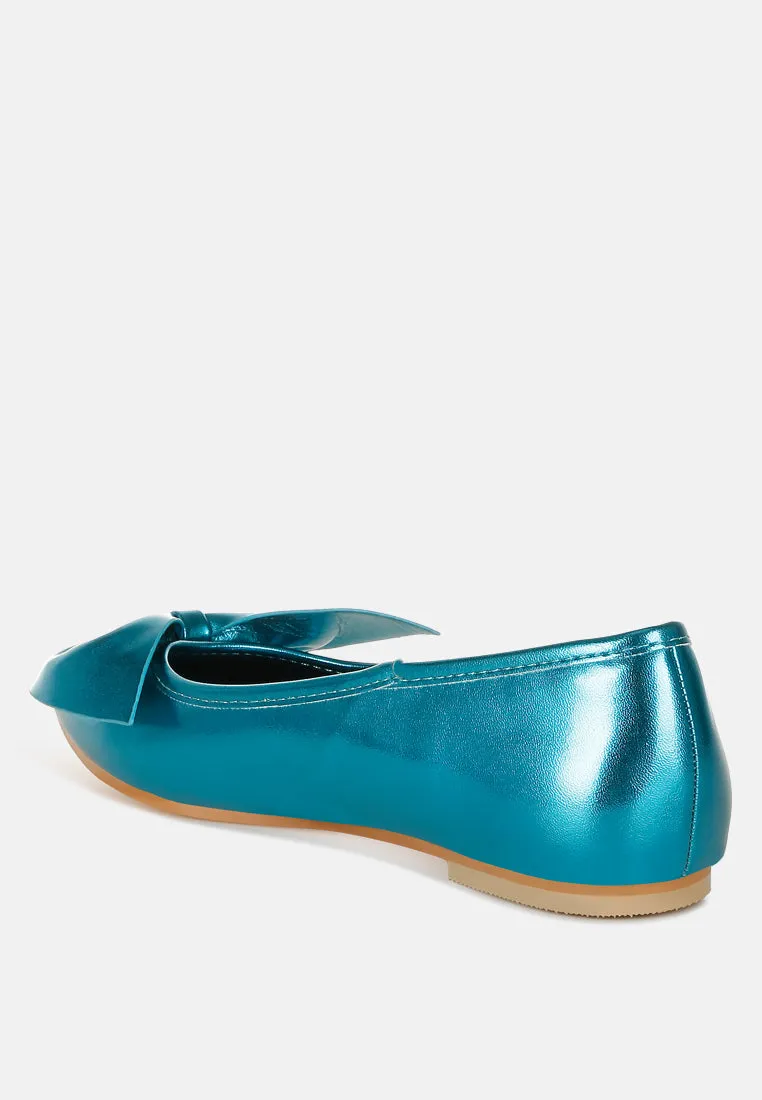 Metallic Pleather Bow Ballerinas by RUW