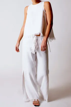 Micha Sorrento Linen Fringed Top