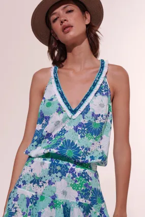 Mini Dress Agathe - Aqua Flower Mix