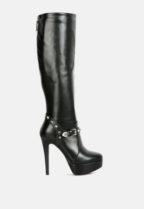 Nephele Studs Embellished Stiletto Calf Boots By Ruw