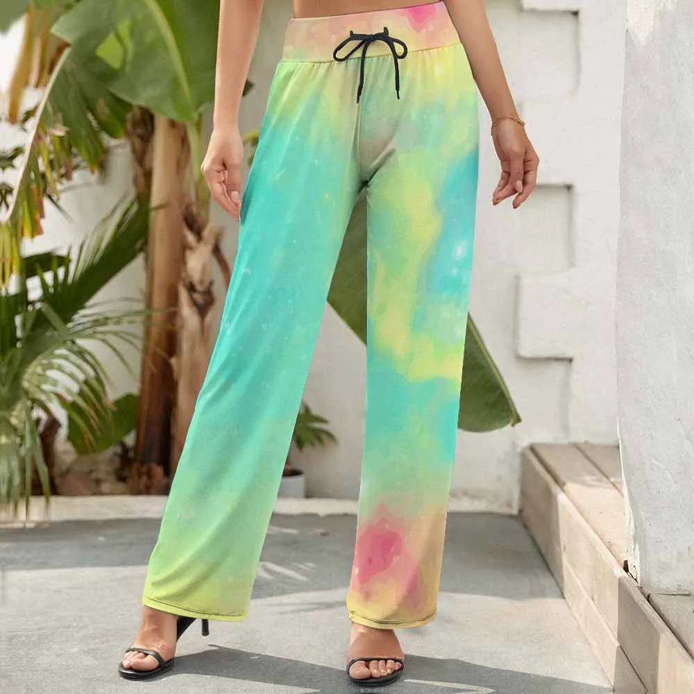 Pastel Tie-dye Women's Wide Leg Pants