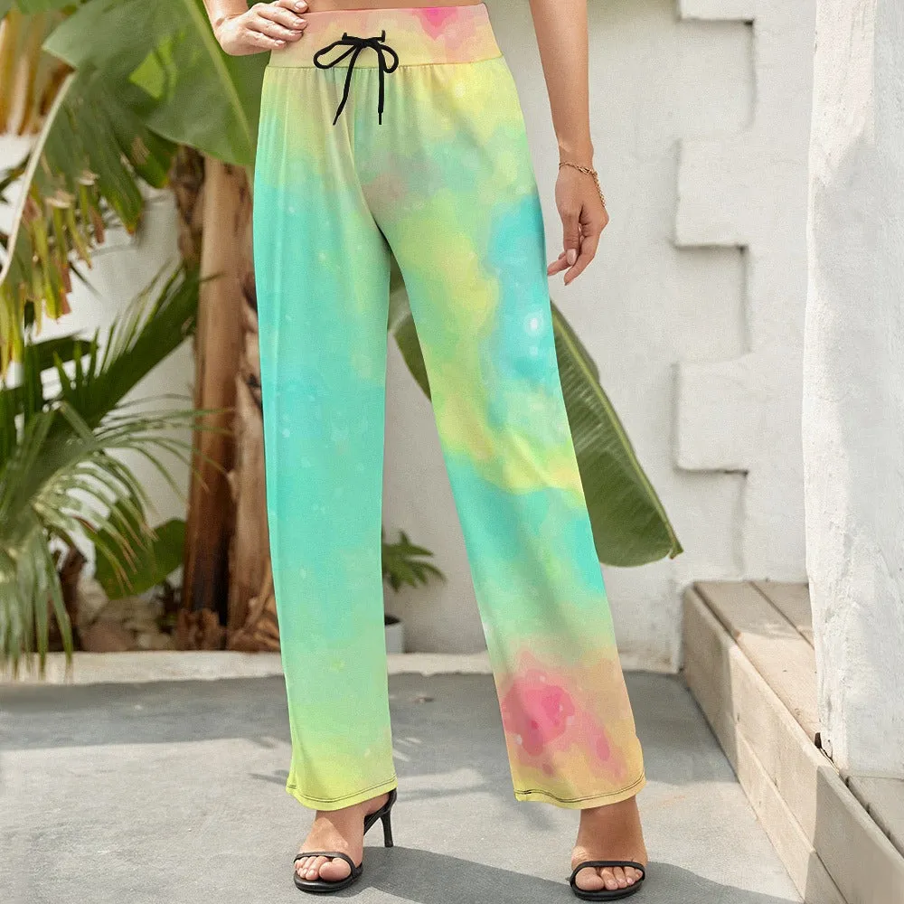 Pastel Tie-dye Women's Wide Leg Pants