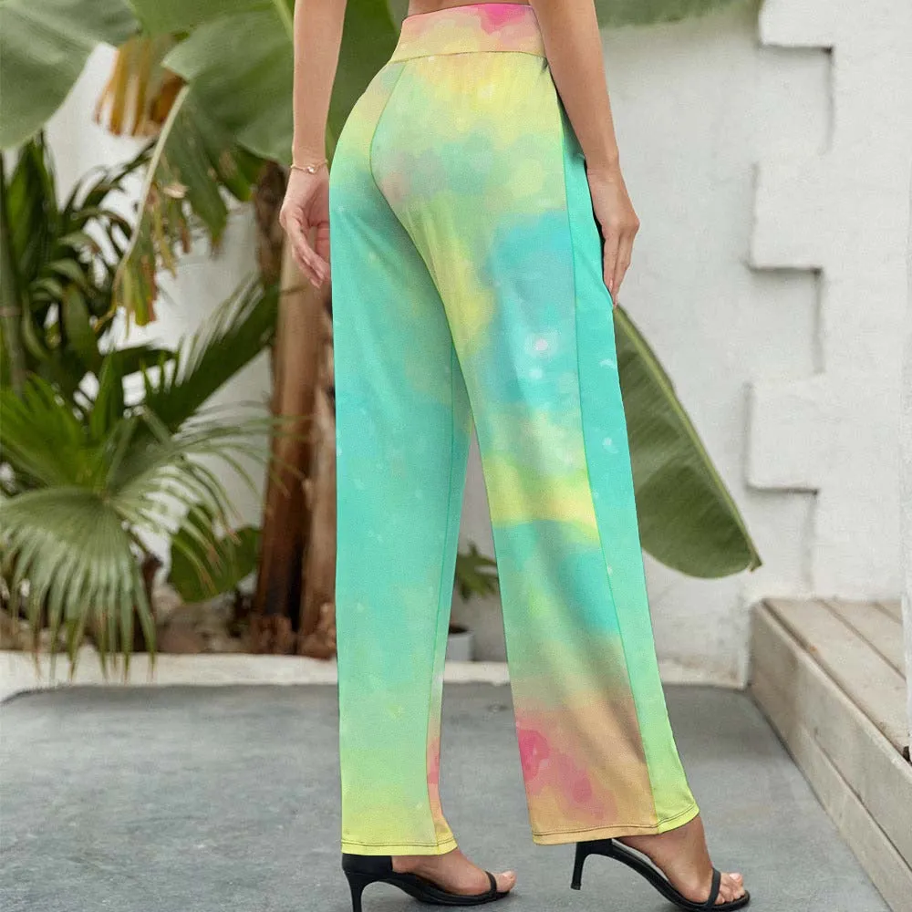 Pastel Tie-dye Women's Wide Leg Pants