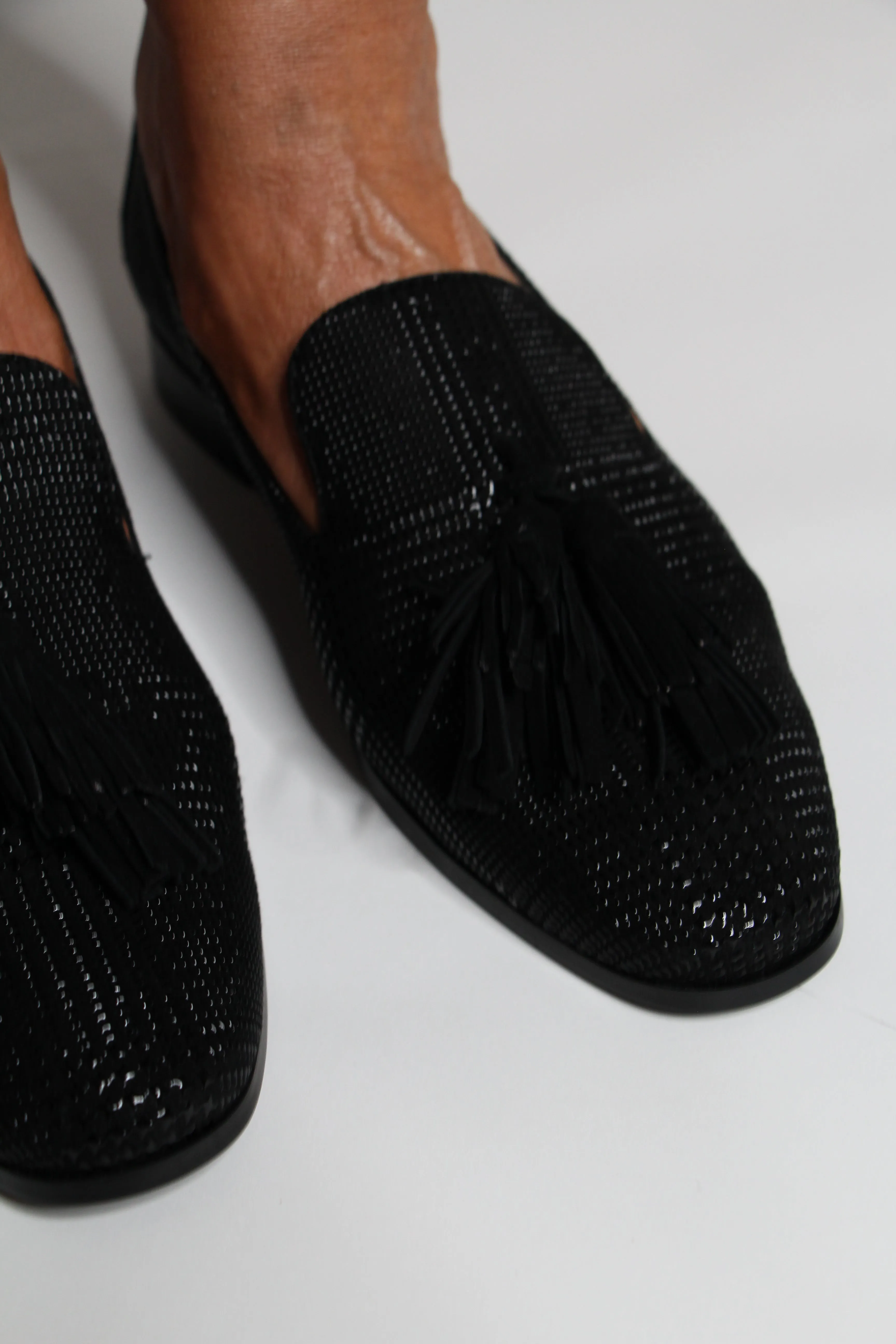 Pedro Miralles Black Printed leather loafer with Tassel