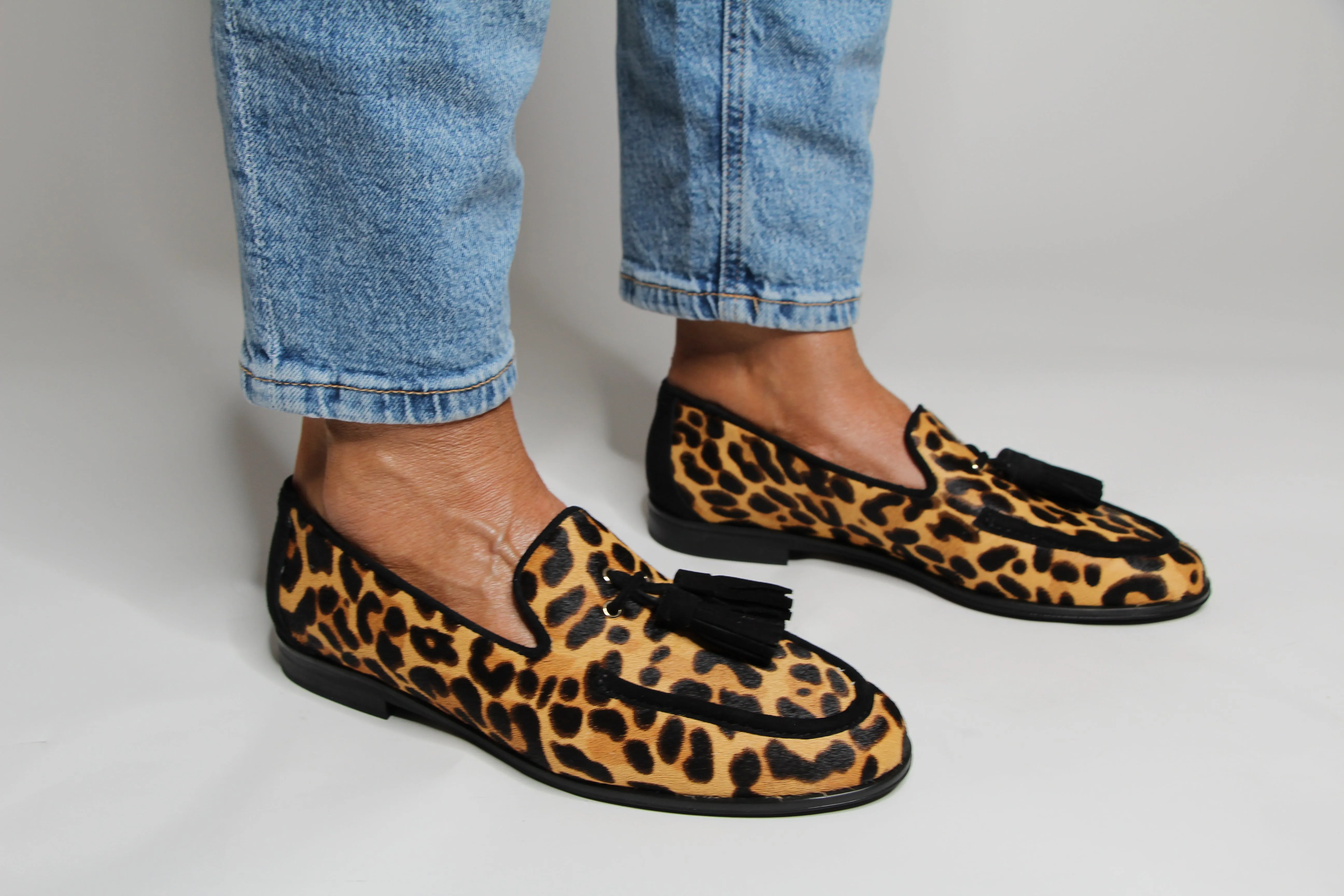 Pedro Miralles Leopard Print Loafer with Tassel