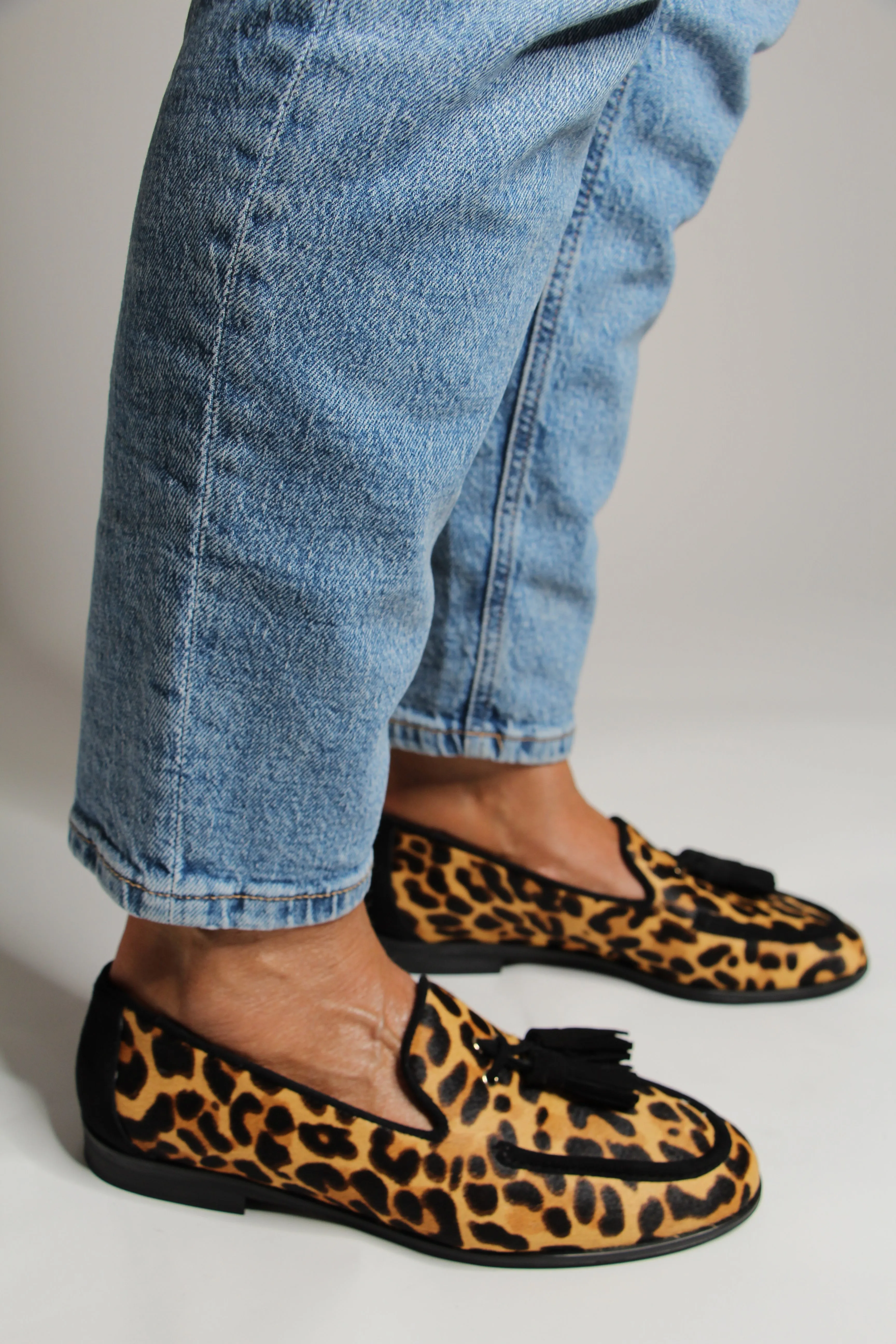 Pedro Miralles Leopard Print Loafer with Tassel