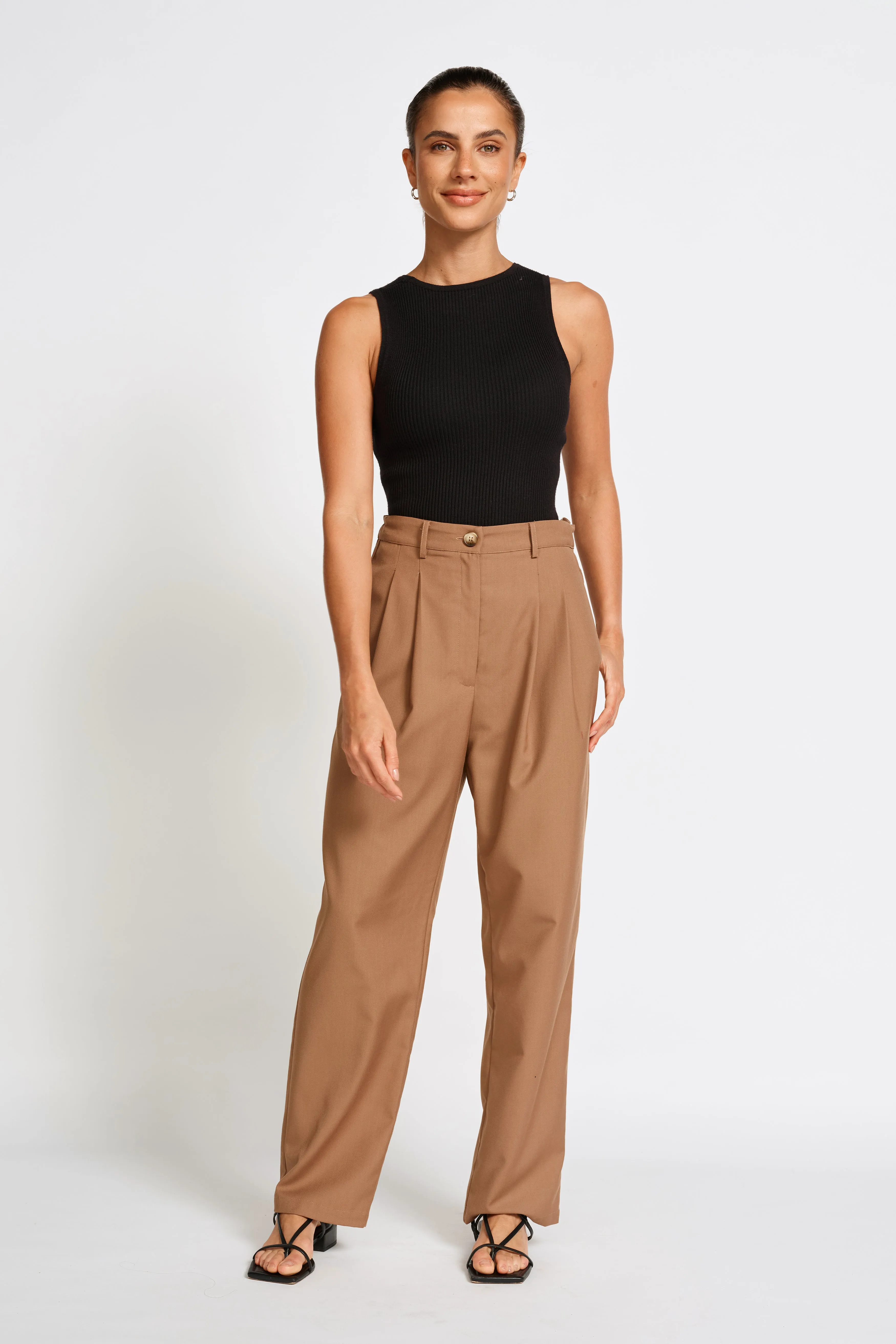 Sadie Adjustable Tailored Trouser - Tan