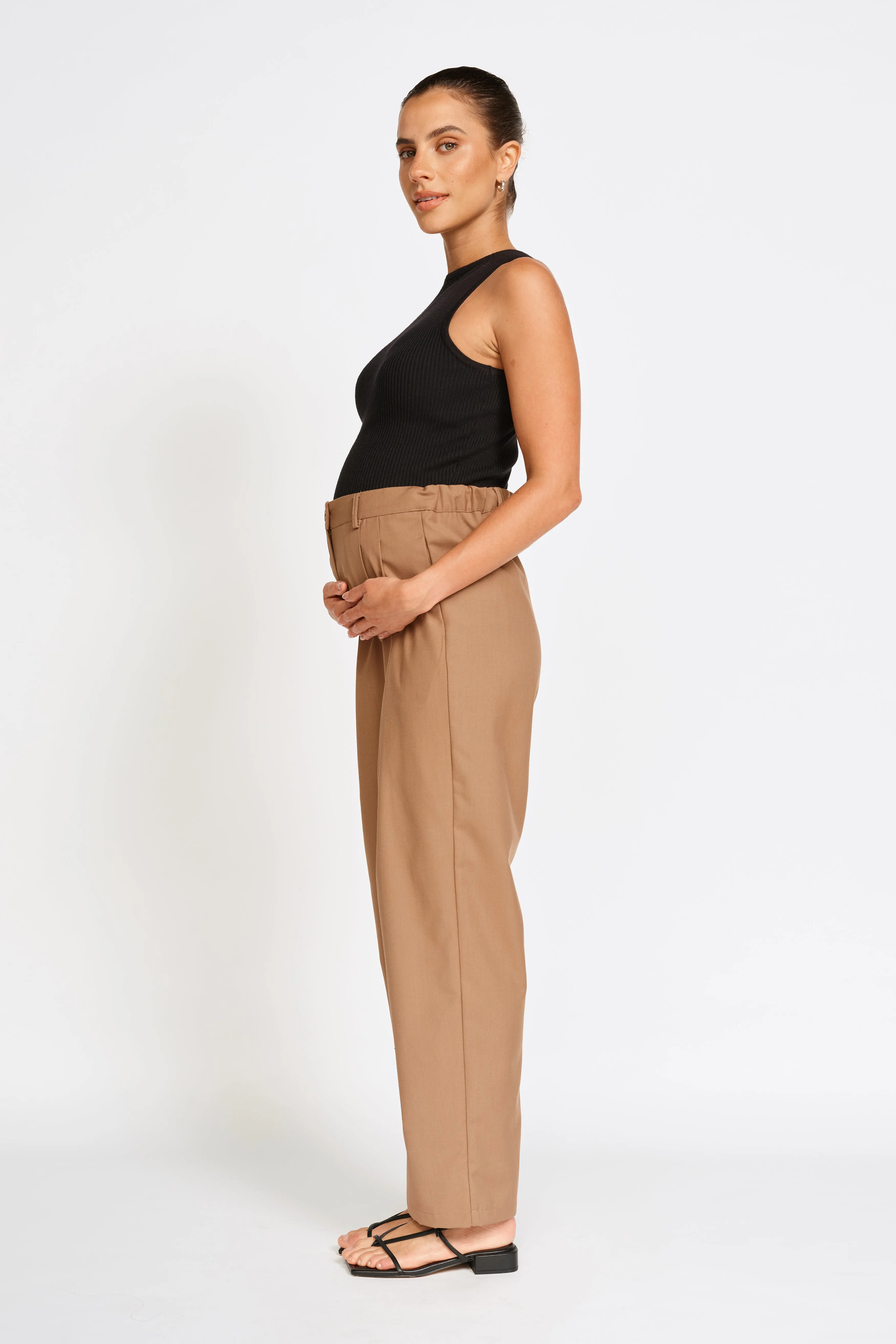 Sadie Adjustable Tailored Trouser - Tan