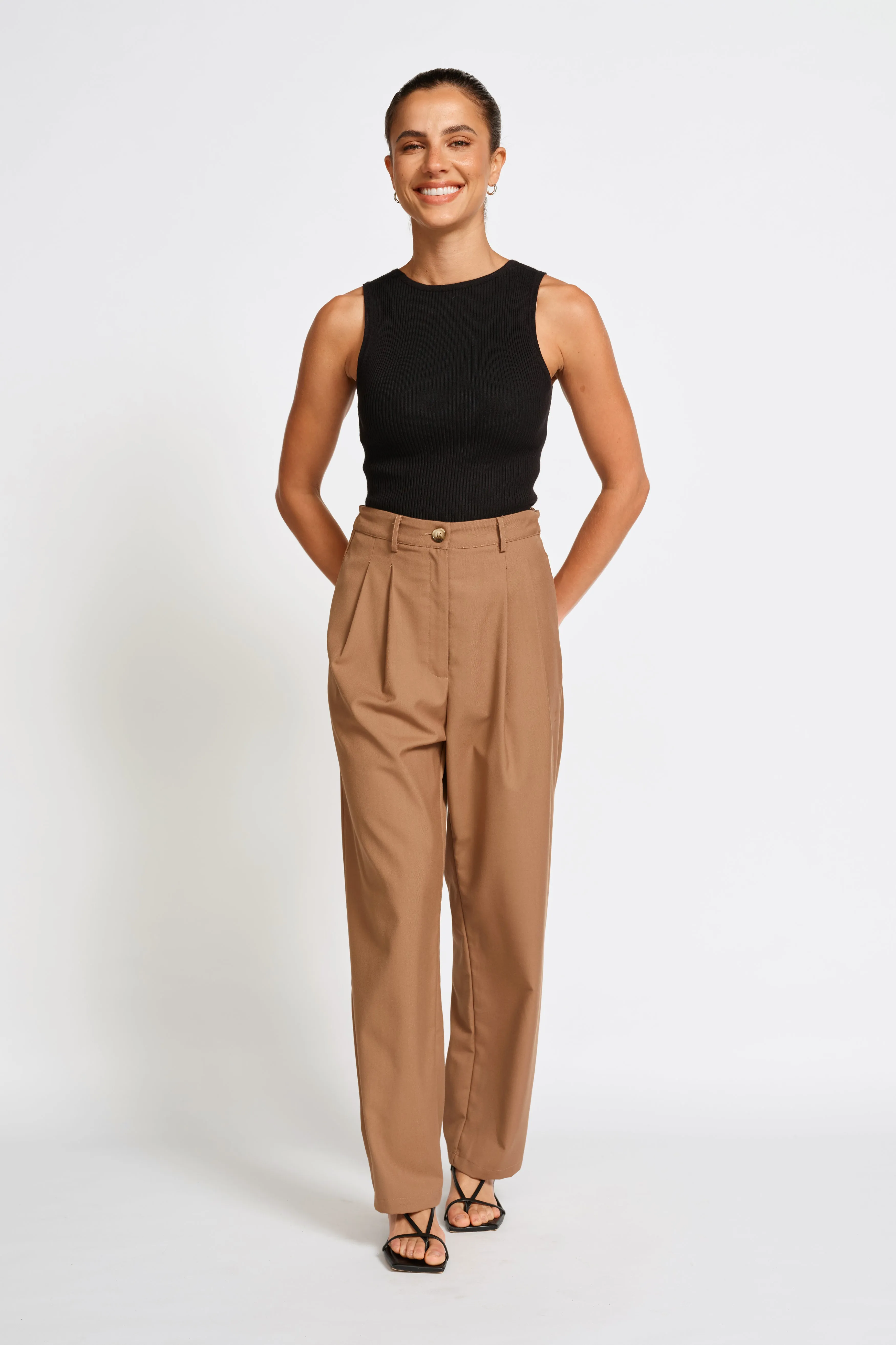 Sadie Adjustable Tailored Trouser - Tan