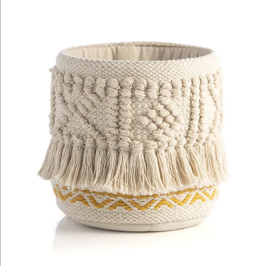 Shiraleah Haven Fringed Decorative Planter Basket