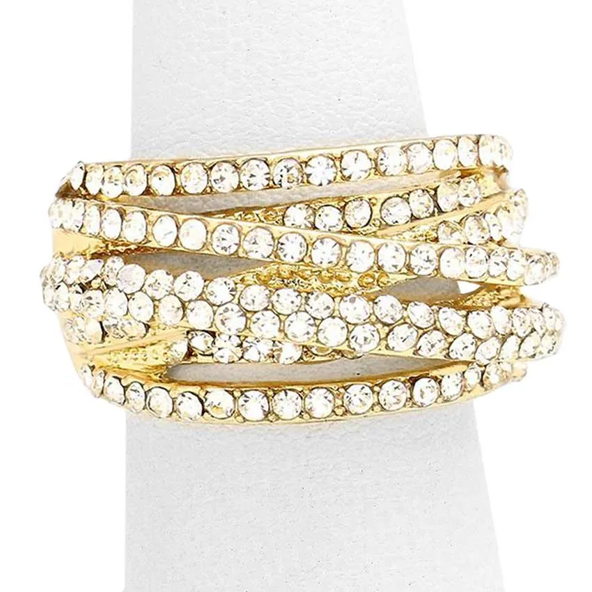 Twisted Crystal Rhinestone Stretch Ring