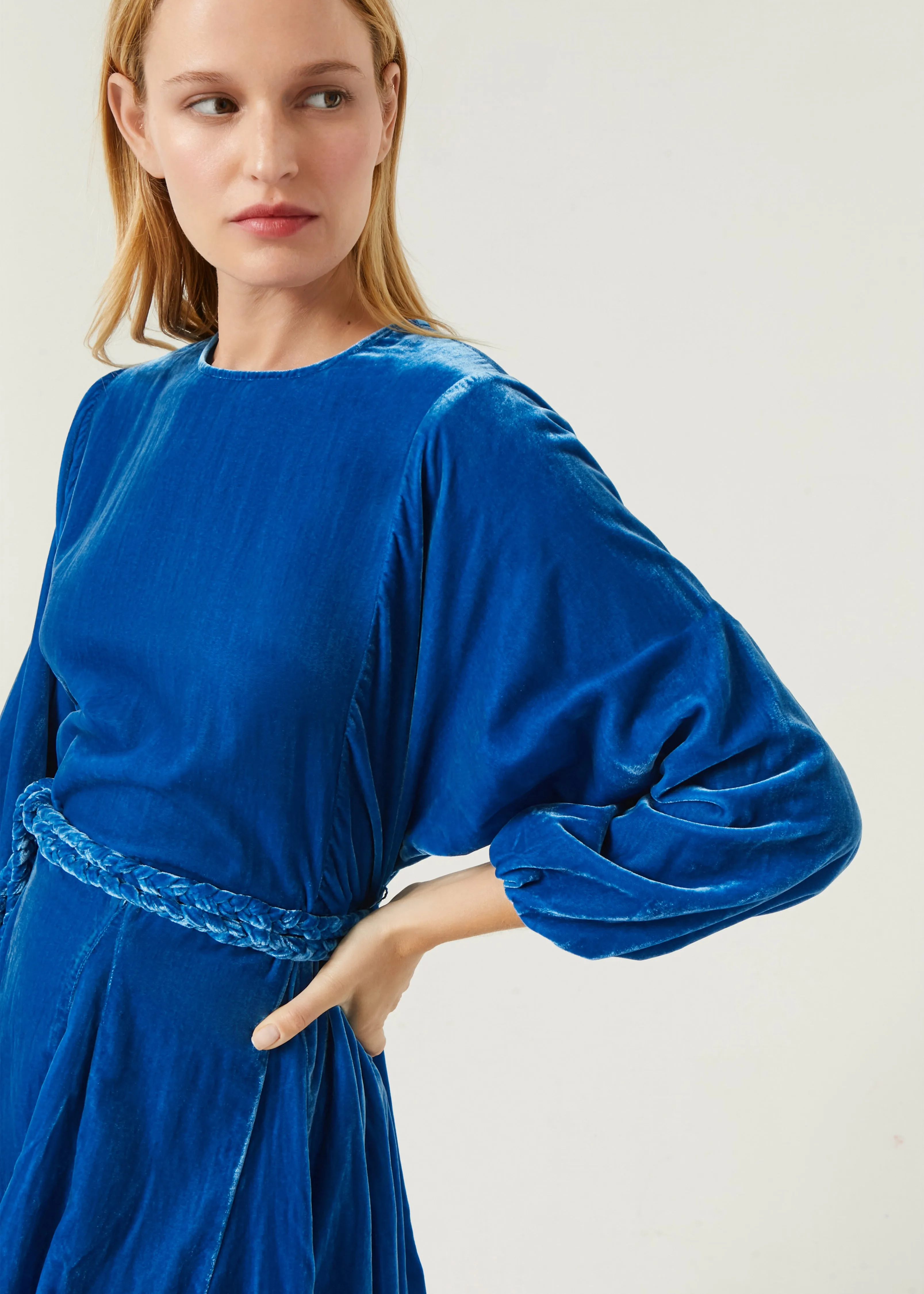 Velvet Ella Dress | Air Force Blue