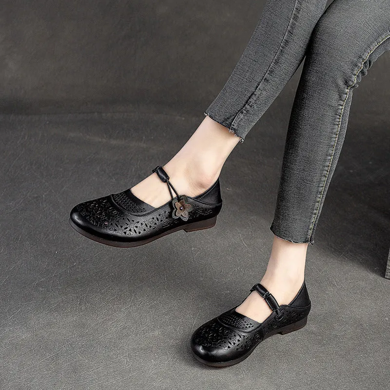 Women Summer Hollow Soft Leather Flats